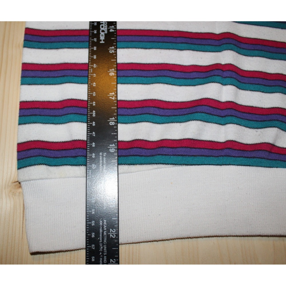1980's Womens Top Medium Multi Color Striped Sleeveless Boat Neck Vintage - Picture 7 of 7